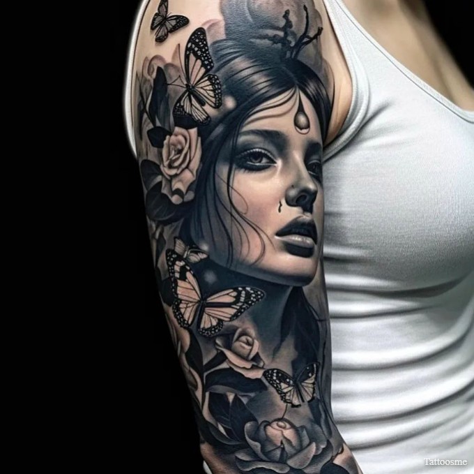 unique half sleeve tattoos women's 