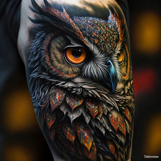 half sleeve owl tattoo 