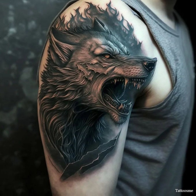 wolf half sleeve tattoo 
