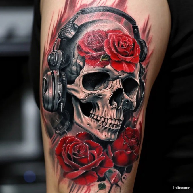half sleeve skull tattoo 