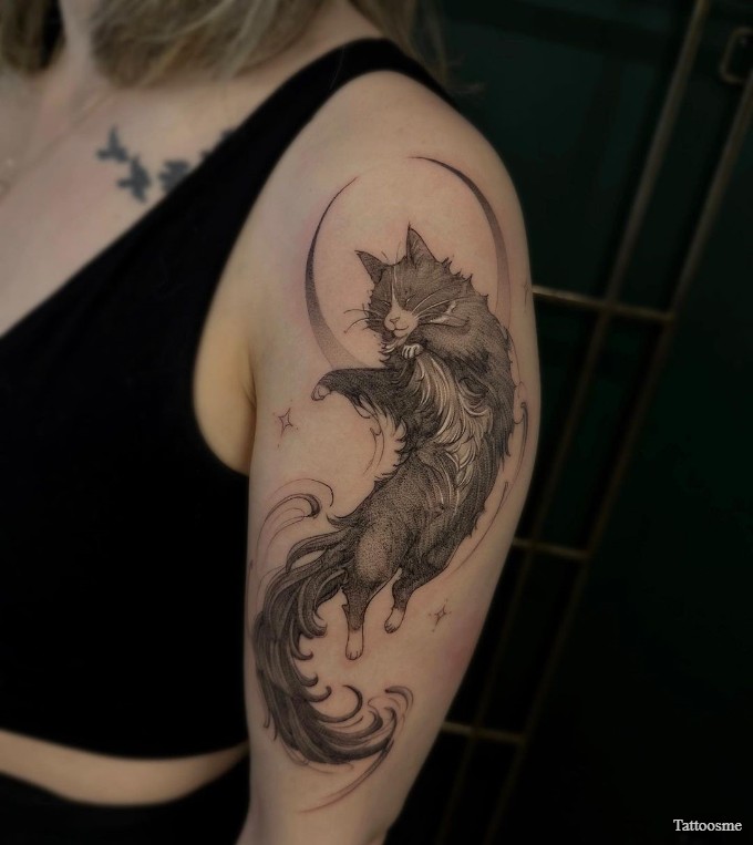 cat half sleeve tattoo 