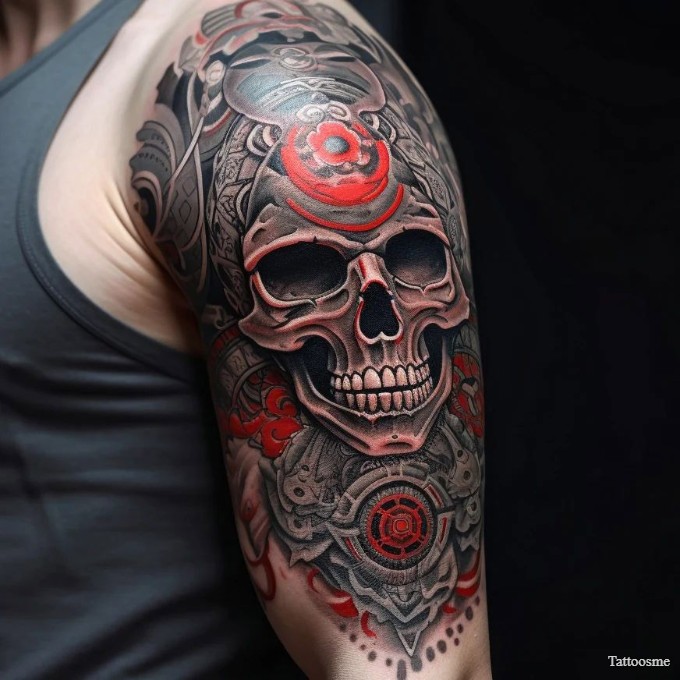 half sleeve skull tattoo 