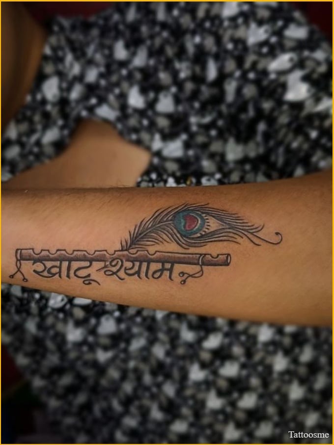 khatu shyam baba tattoo  on forearm