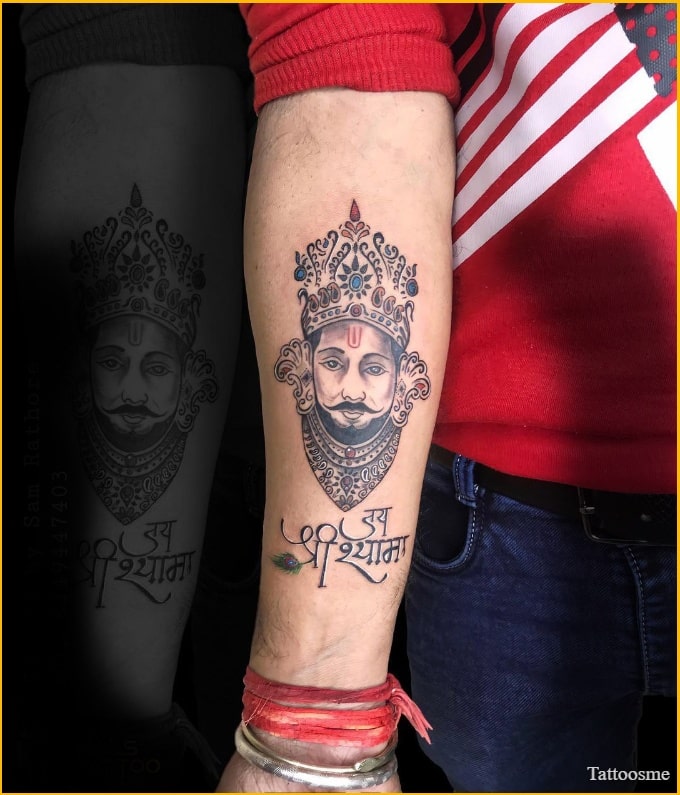 khatu shyam tattoo on forearm