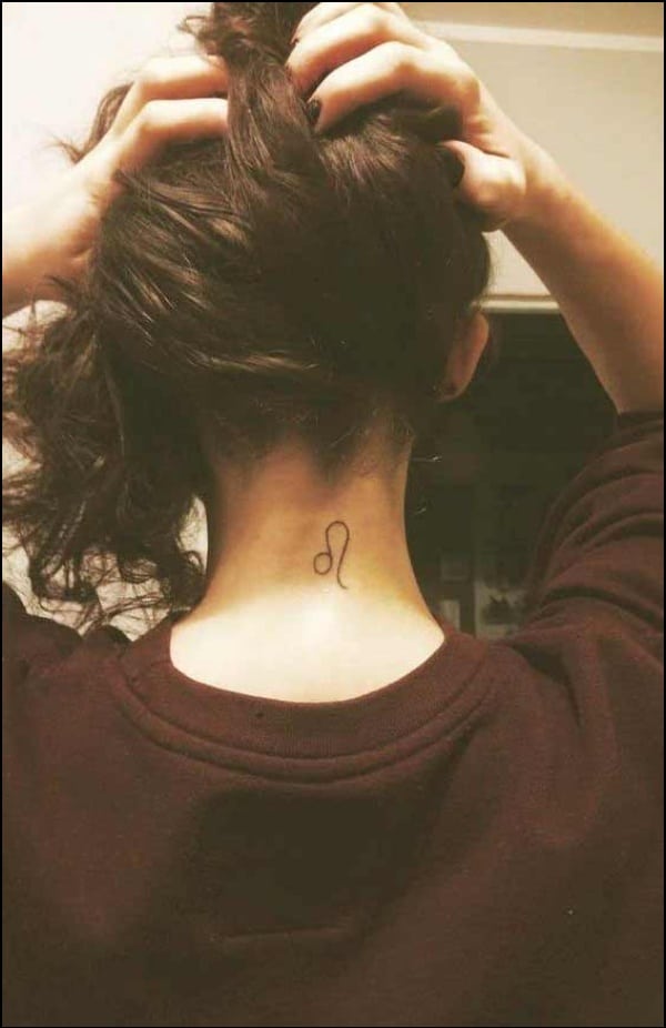 leo tattoo on neck