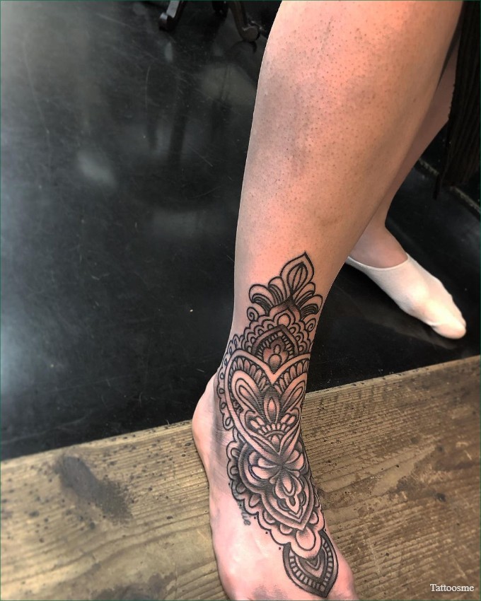 mandala foot tattoo 