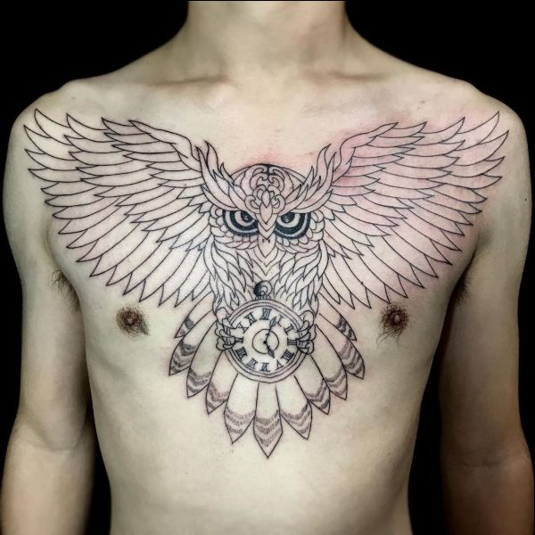 Owl With Skull Tattoo on Chest  Best Tattoo Ideas Gallery