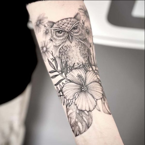 owl arm tattoos