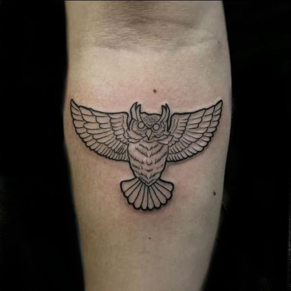 owl neck tattoo