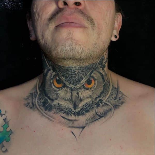 owl neck tattoos
