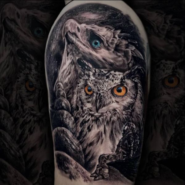 great horned owl tattoo