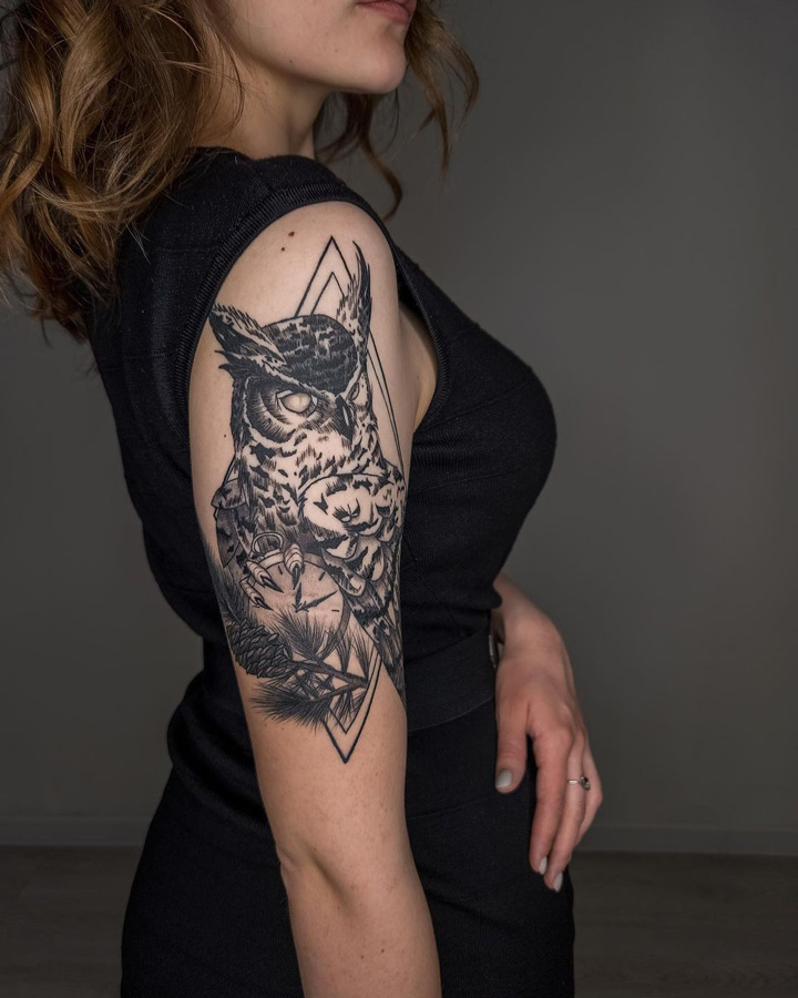 girly owl tattoo 