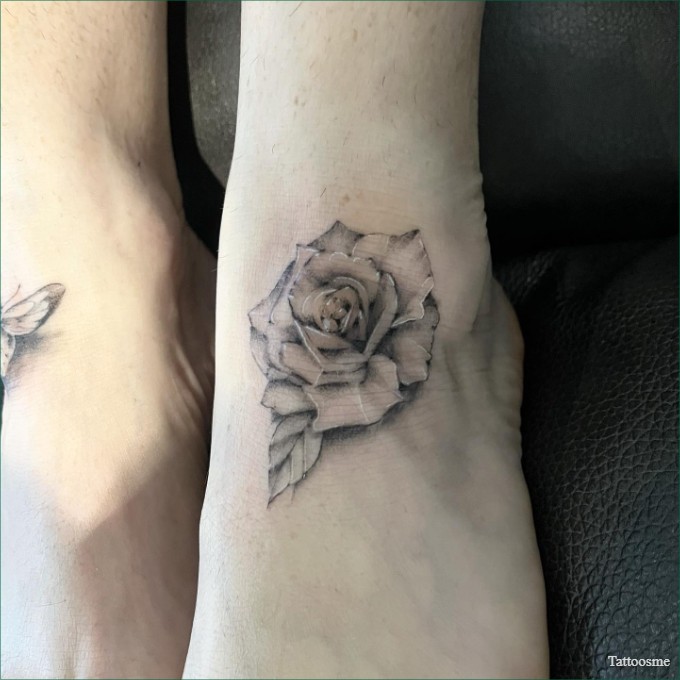 rose foot tattoos