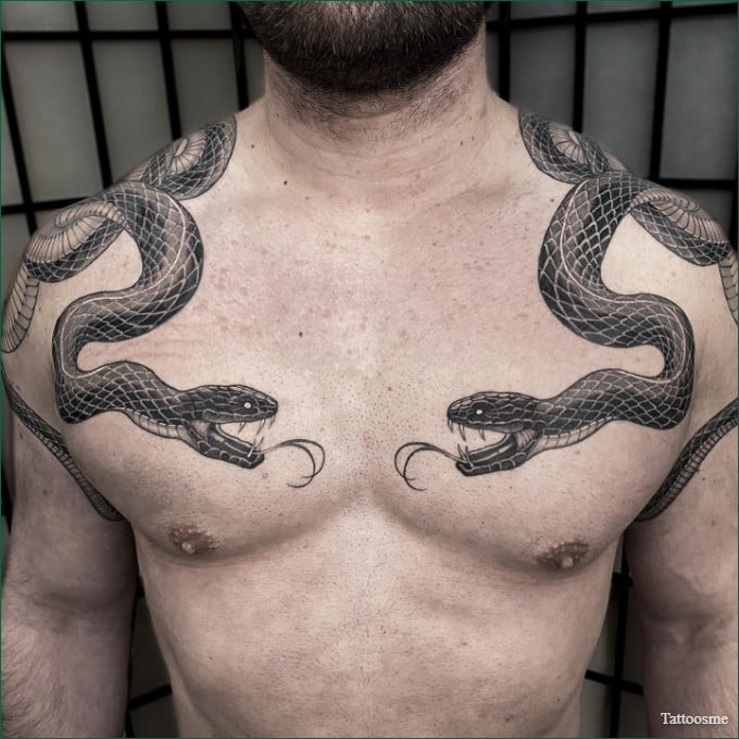 Shoulder Linework Snake tattoo at theYoucom