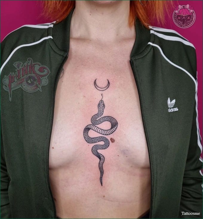 snake chest tattoo