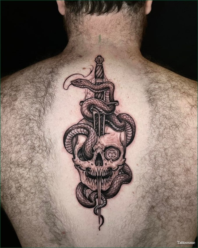 snake on sword tattoo