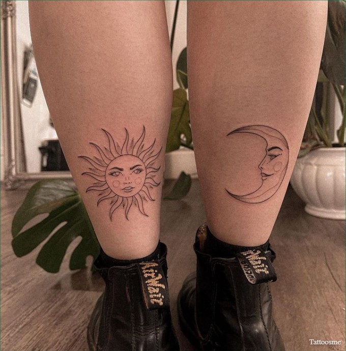 sun and moon foot tattoos
