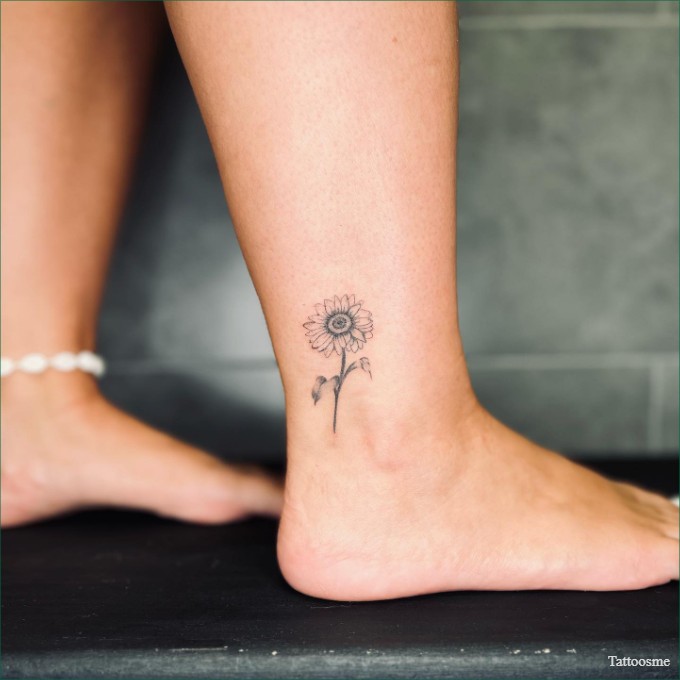 sunflower foot tattoo 
