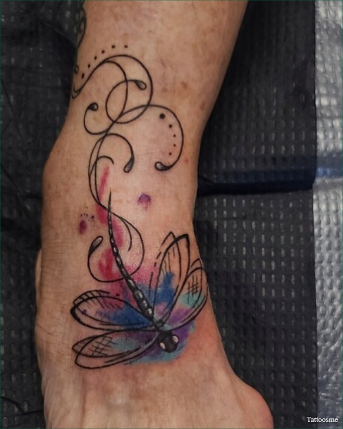 dragonfly tattoo on foot