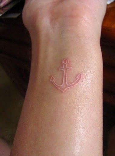 white ink anchor tattoos