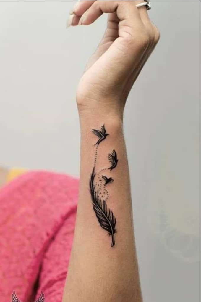 feather wrist tattoos