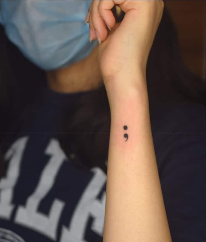 semicolon wrist tattoos