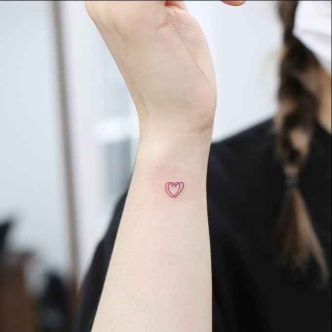 3d small heart tattoos for wrist